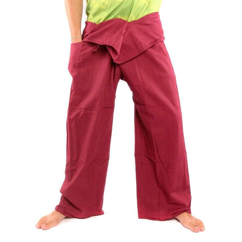 Pantalon de pêche thaïlandais - rouge bordeaux - coton extra long