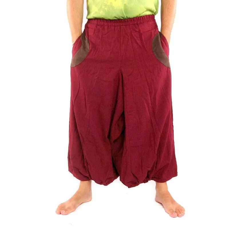 Aladinhose dunkelrot mit 2 Seitentaschen und Stoff Applikationen