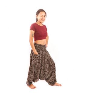 Pantalones de harén tailandeses Algodón con patrón azteca