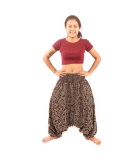 Pantalones de harén tailandeses Algodón con patrón azteca