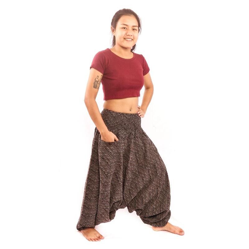Pantalones de harén tailandeses con patrón de ola