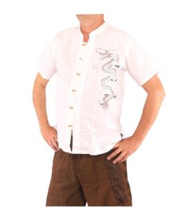 Chinese men shirt short sleeve dragon