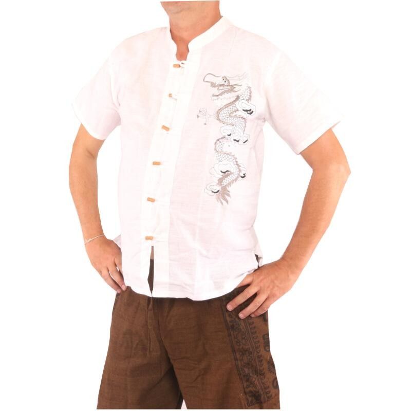 Chemise chinoise pour homme à manches courtes dragon
