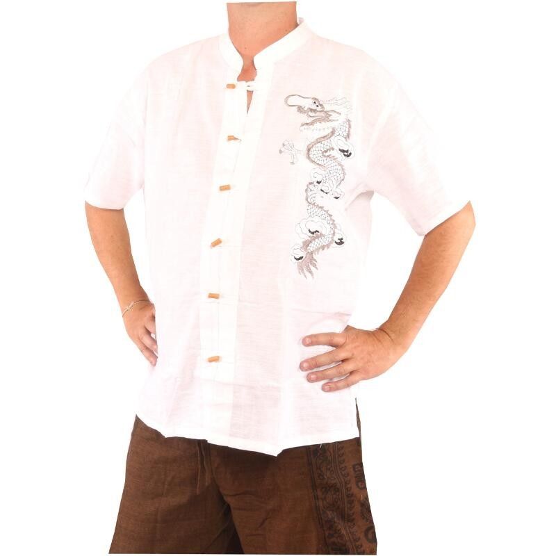Chemise d'homme chinoise manches courtes dragon