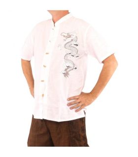 Camisa de hombre chino de manga corta dragón