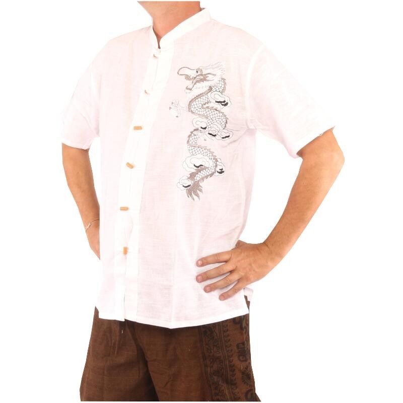 Chinese men shirt short sleeve dragon