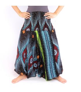 pantalón de harén traje para mujeres ojos de pavo real azul