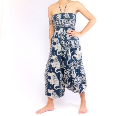 Elephant pants jumpsuit elephant pattern blue