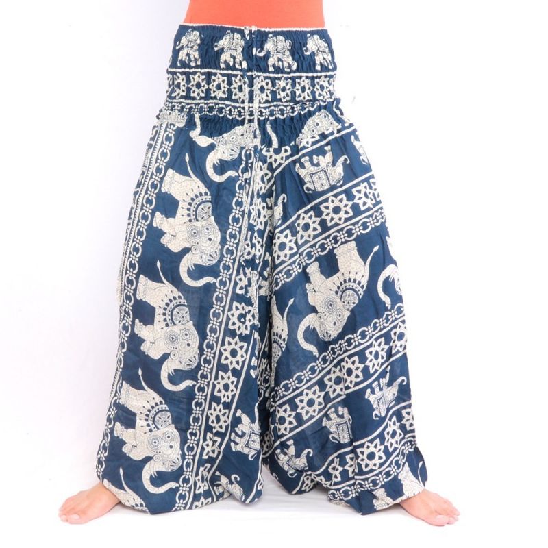 Pantalon éléphant combinaison motif éléphant bleu