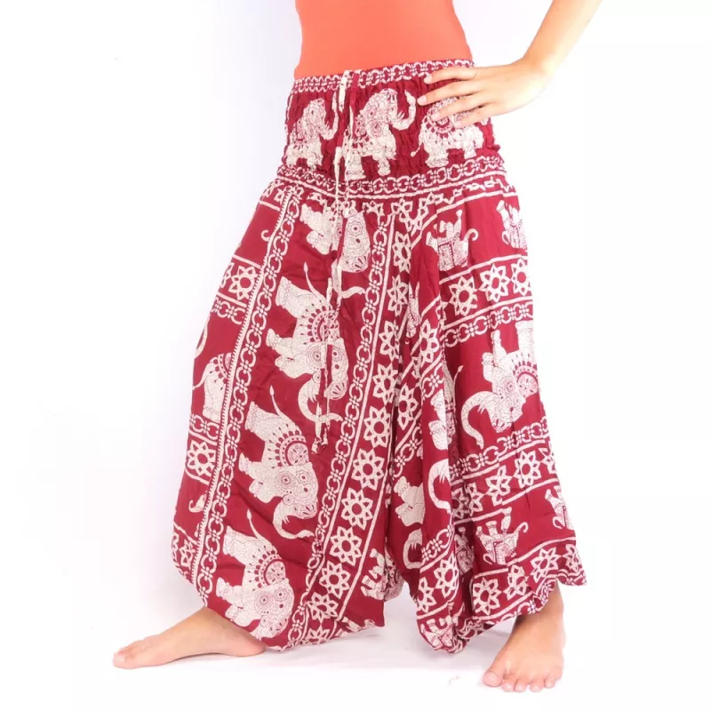 Elephant pants jumpsuit elephant pattern red