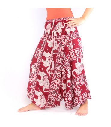 Elefantenhose Jumpsuit Elefantenmuster rot
