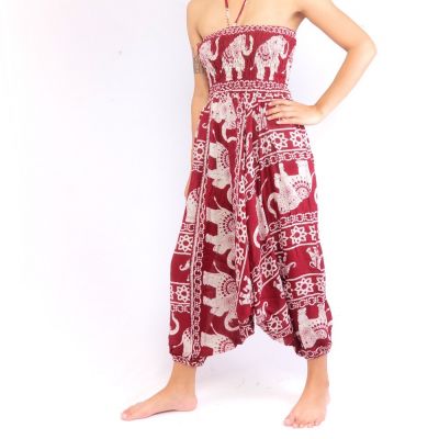 Elephant pants jumpsuit elephant pattern red