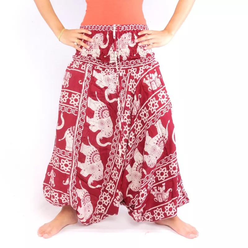 Elephant pants jumpsuit elephant pattern red