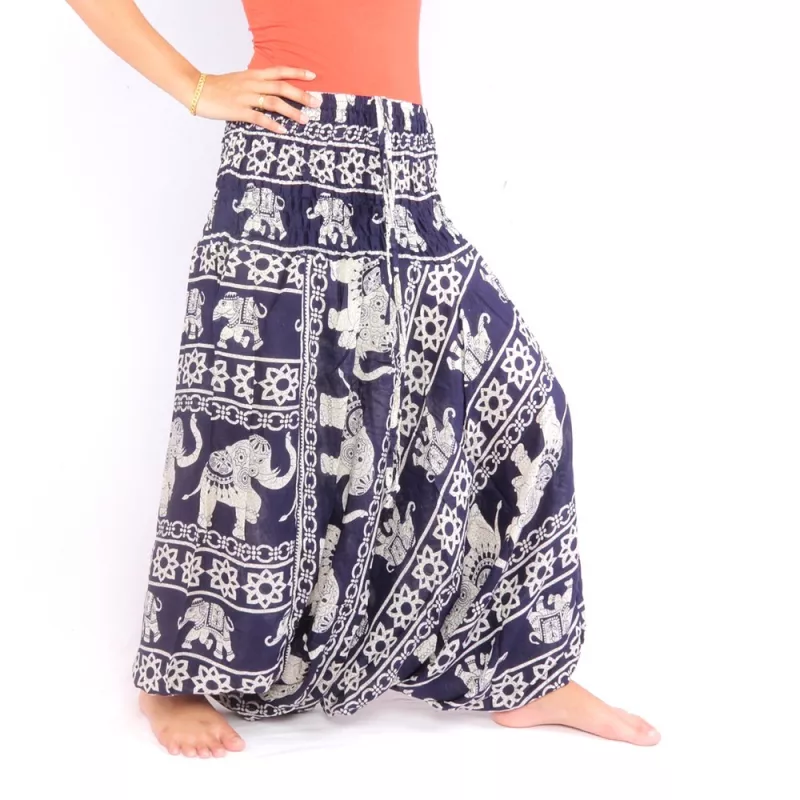Elefantenhose Jumpsuit Elefantenmuster blau