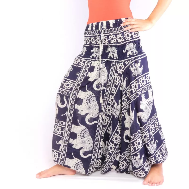 Elefantenhose Jumpsuit Elefantenmuster blau