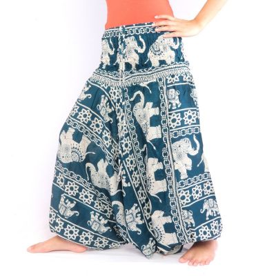 Elephant pants jumpsuit elephant pattern turquoise