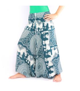 Pantalon éléphant combinaison motif éléphant mandala turquoise