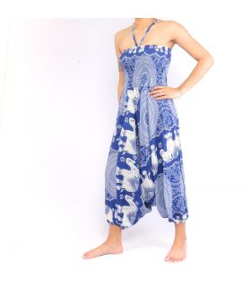 Elefantenhose Jumpsuit Elefantenmuster Mandala blau