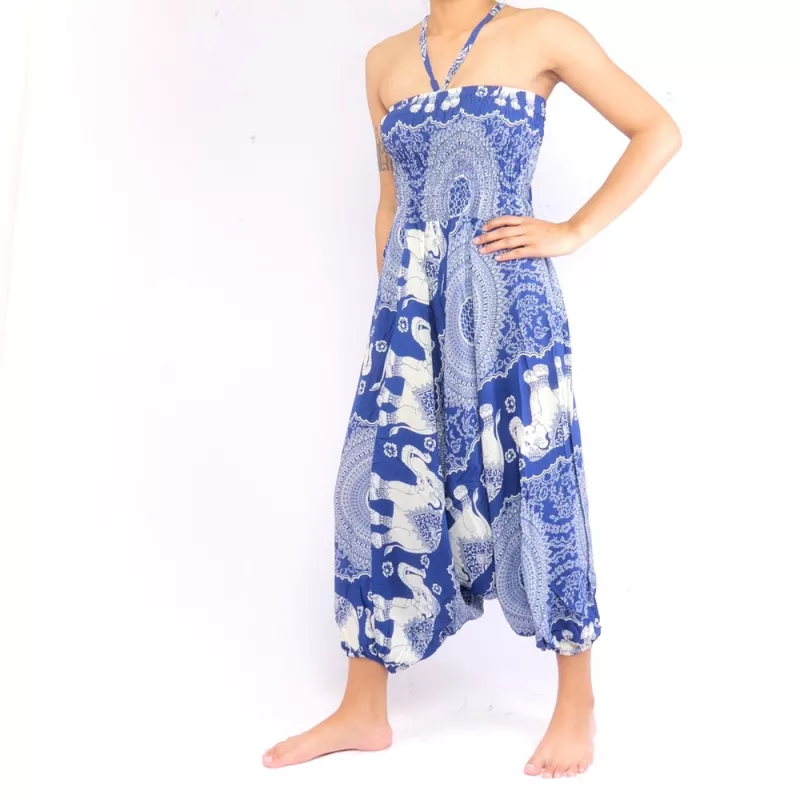 pantalon éléphant combinaison motif éléphant bleu mandala