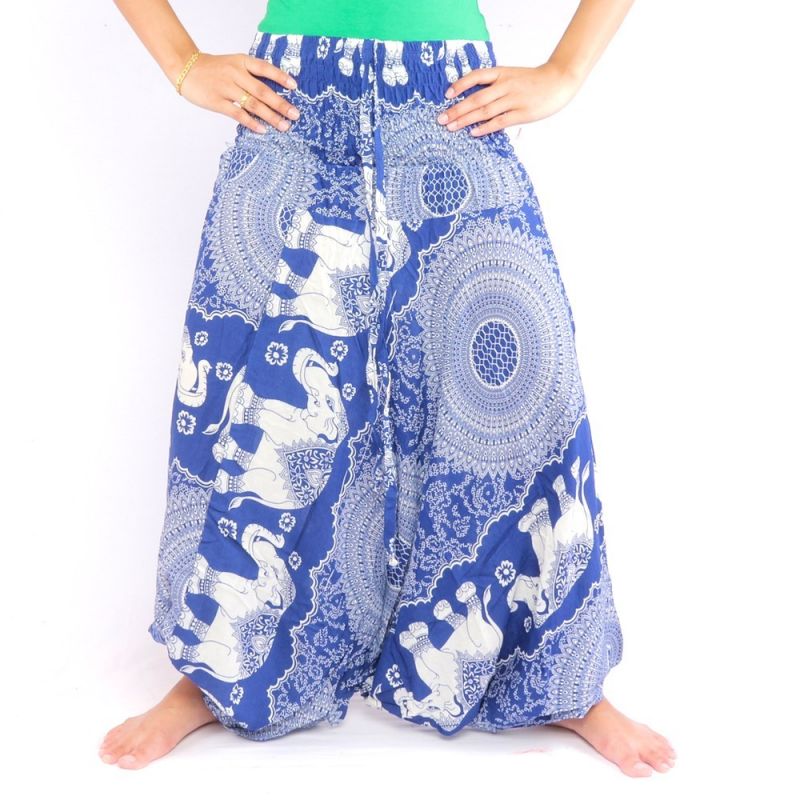 pantalon éléphant combinaison motif éléphant bleu mandala