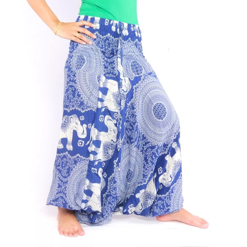 pantalon éléphant combinaison motif éléphant bleu mandala