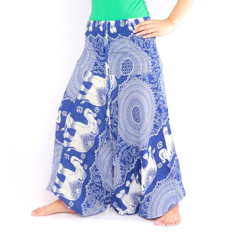 pantalon éléphant combinaison motif éléphant bleu mandala