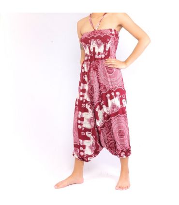 Elephant pants jumpsuit elephant pattern mandala red