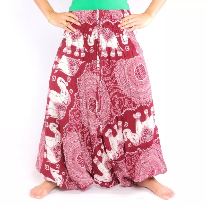 Elephant pants jumpsuit elephant pattern mandala red