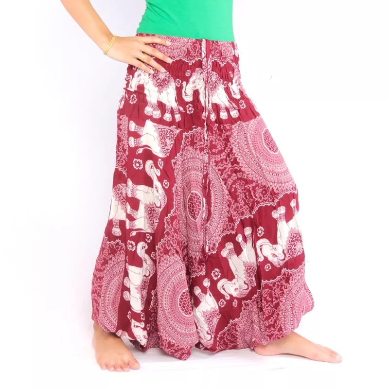 Elephant pants jumpsuit elephant pattern mandala red