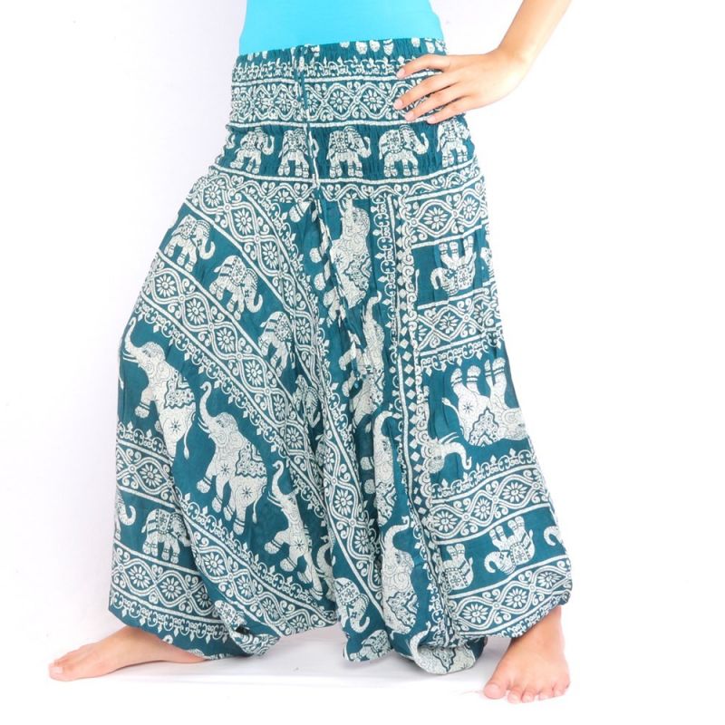 Elephant pants jumpsuit oriental elephant pattern