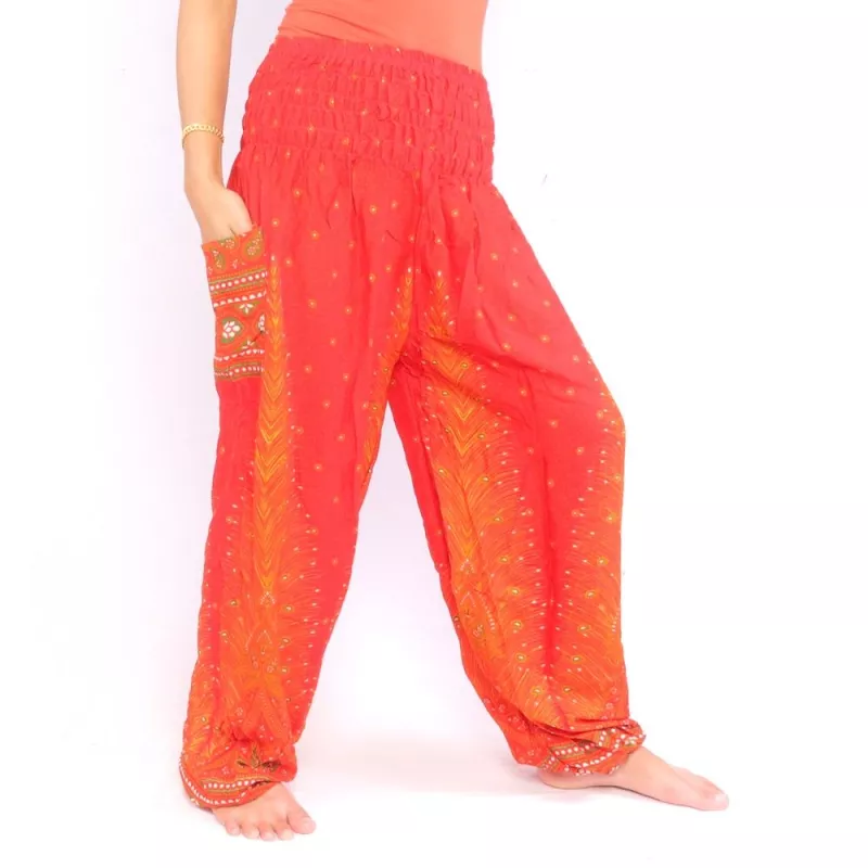 Harem pants peacock feather orange