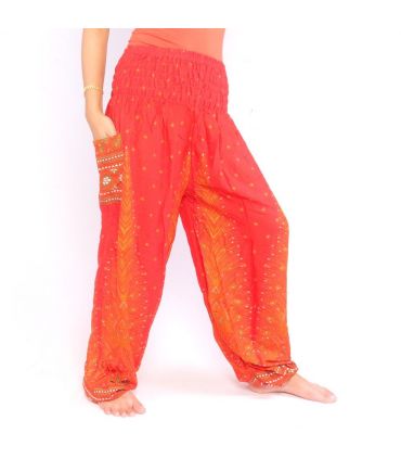 Harem pants peacock feather orange