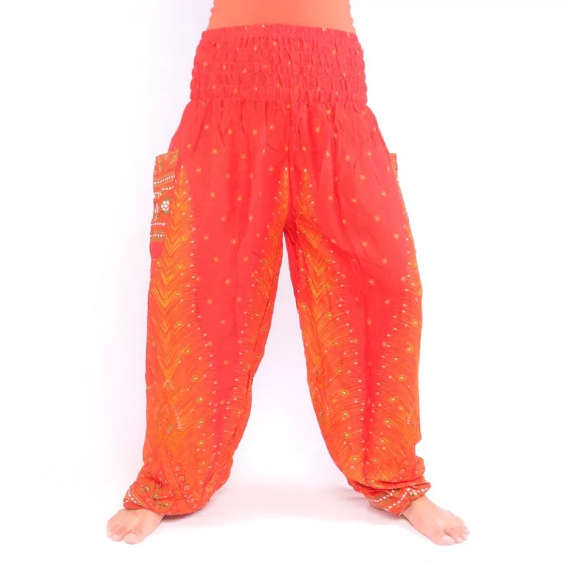 Harem pants peacock feather orange