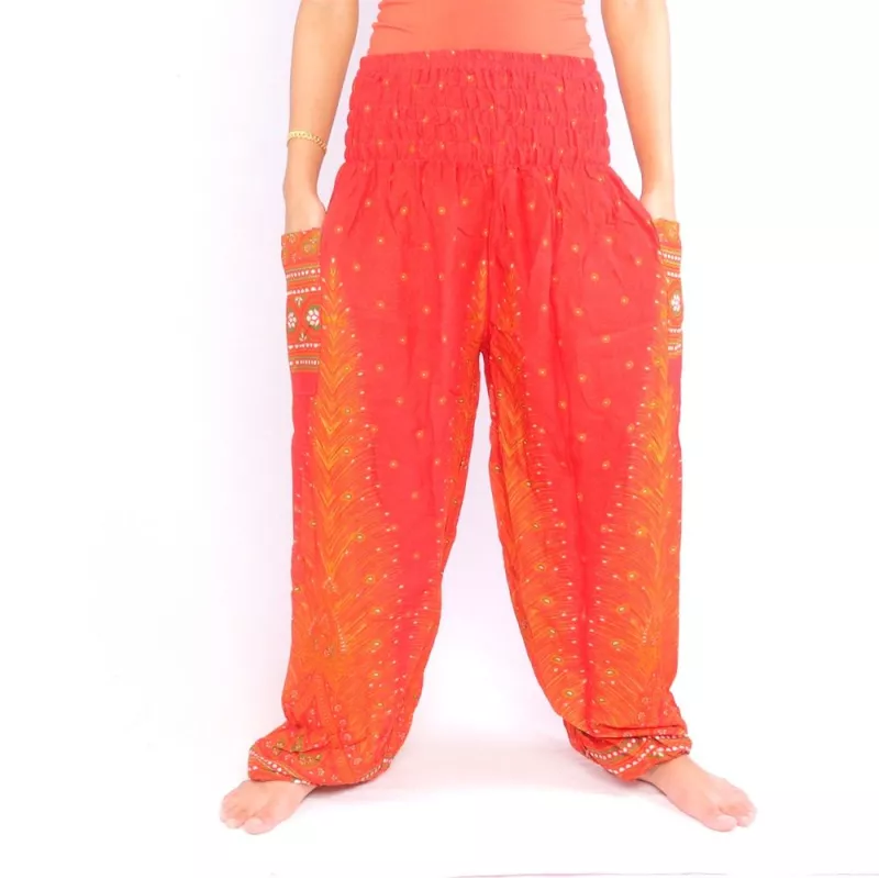 Harem pants peacock feather orange