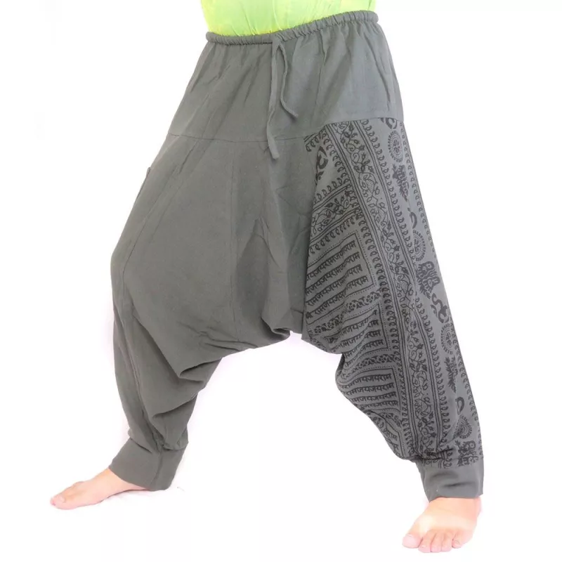 pantalon harem avec impression om/floral - anthracite