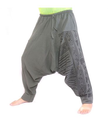 pantalon harem avec impression om/floral - anthracite