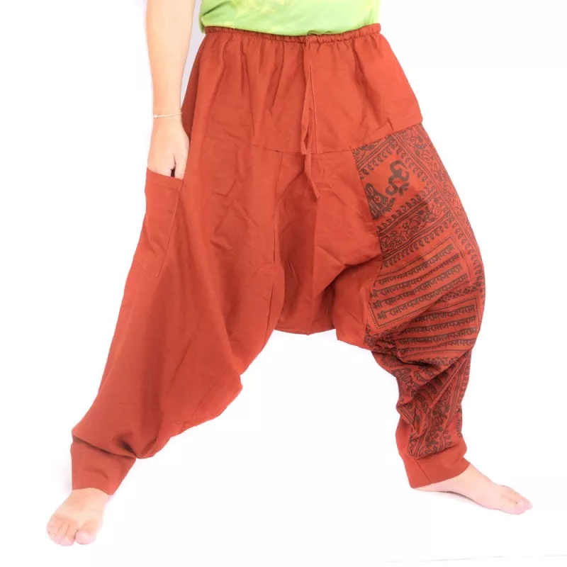 pantalon de harem avec impression de motifs floraux/om - orange