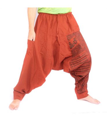 pantalon de harem avec impression de motifs floraux/om - orange