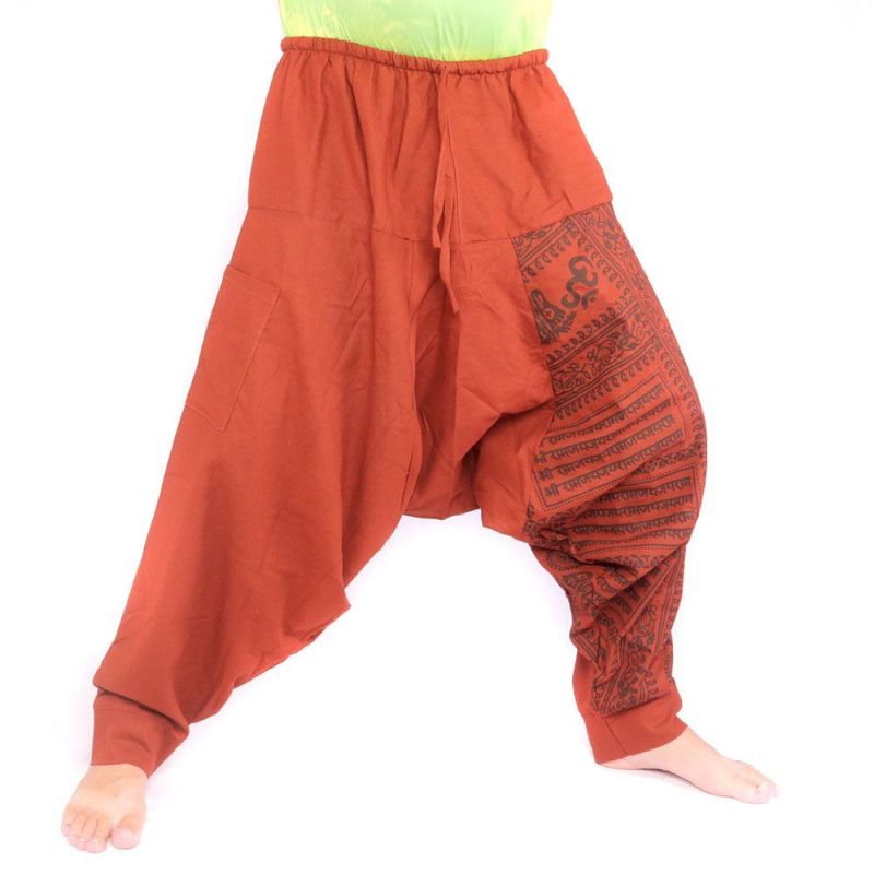 Pantalones de harén con estampado de diseño floral - naranja