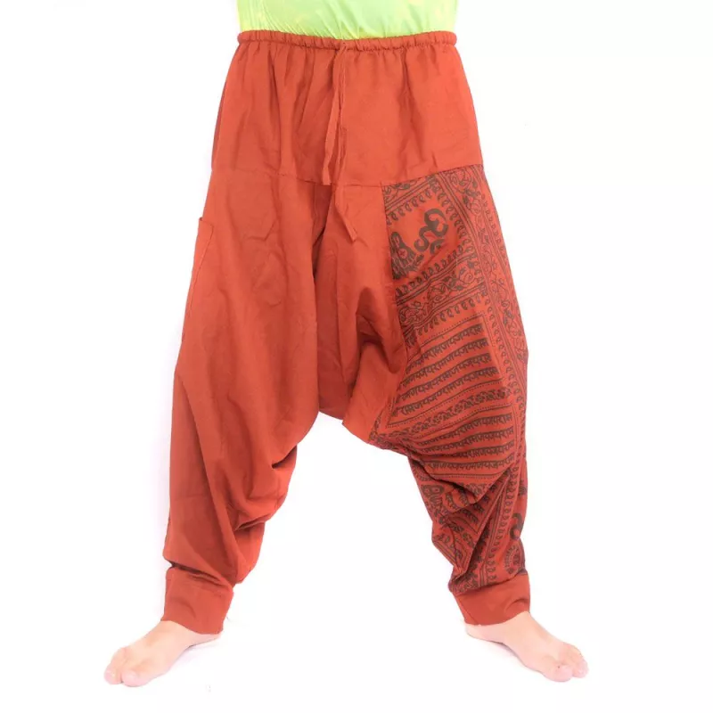 pantalon de harem avec impression de motifs floraux/om - orange