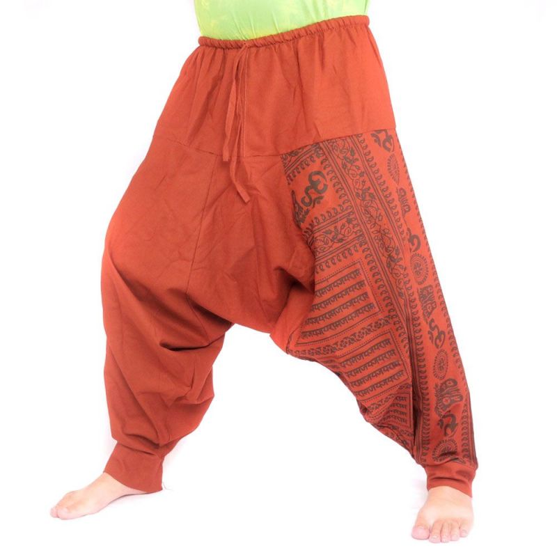 Pantalones de harén con estampado de diseño floral - naranja