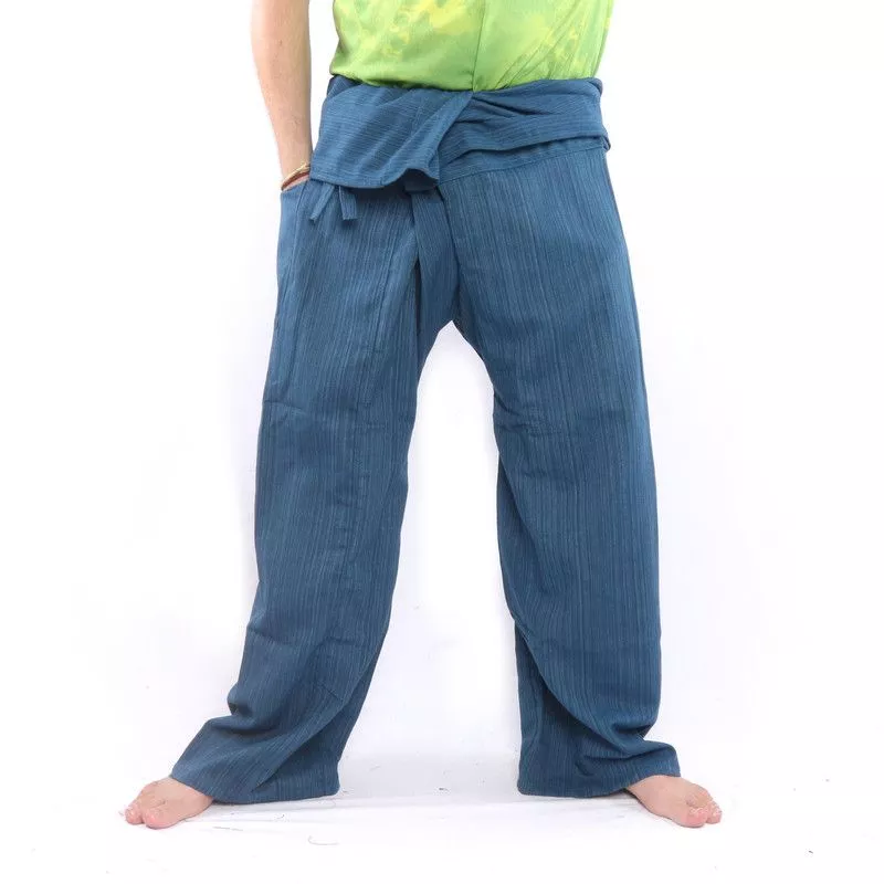 Pantalon de pêcheur thaïlandais Cottonmix extra long - bleu