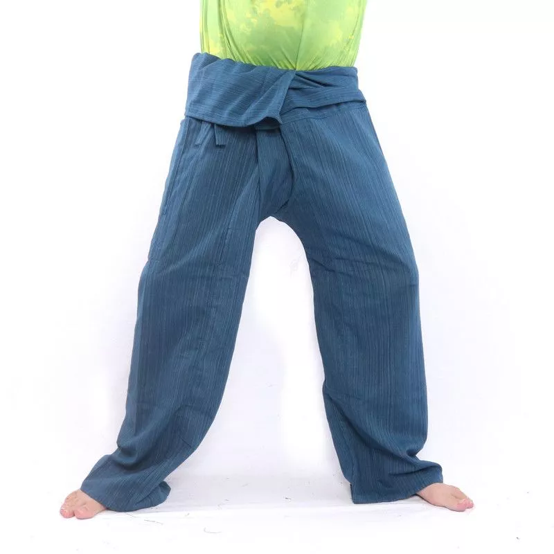 Pantalon de pêcheur thaïlandais Cottonmix extra long - bleu