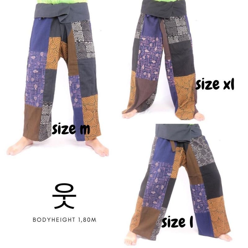 Patchwork de pantalons de pêcheur thaïlandais multicolores - OTOP commerce équitable