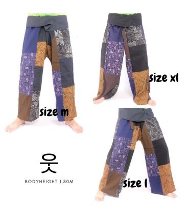 Patchwork de pantalons de pêcheur thaïlandais multicolores - OTOP commerce équitable