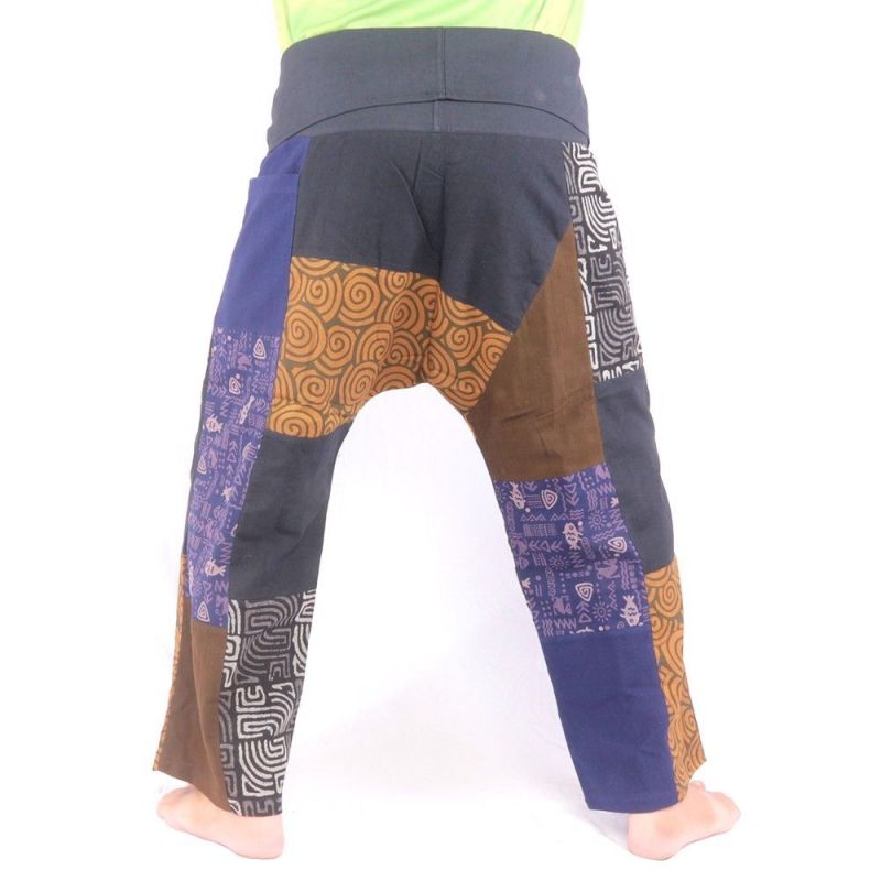 Patchwork de pantalons de pêcheur thaïlandais multicolores - OTOP commerce équitable