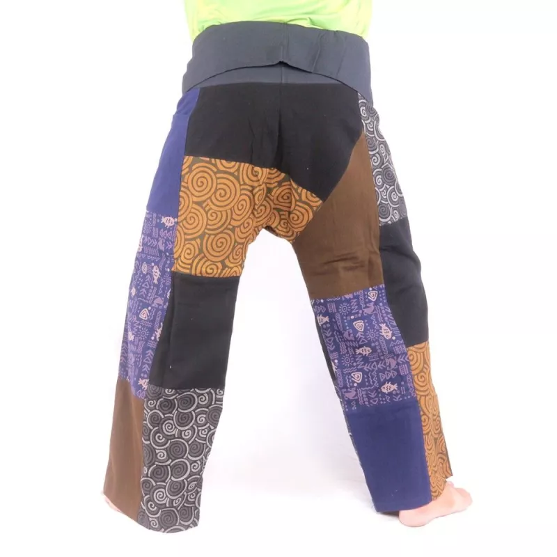 Patchwork de pantalons de pêcheur thaïlandais multicolores - OTOP commerce équitable