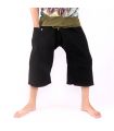 3/5 Pantalones de pescador tailandés - dos tonos - algodón negro verde