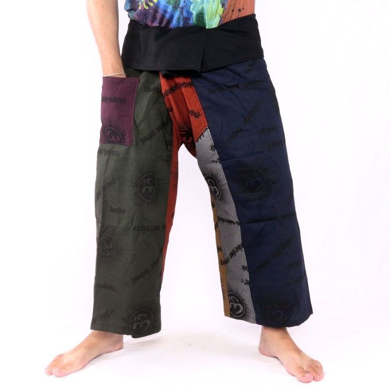 Pantalones de pescador tailandeses Om Goa - talla de algodón L