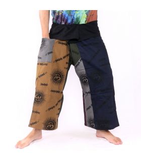 Pantalones de pescador tailandeses Om Goa - talla de algodón L
